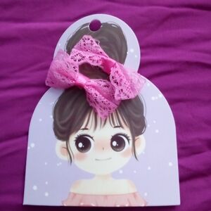 Pink Lace Hair Bow for Kids
